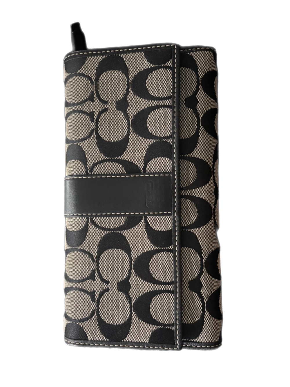 Coach Black and Beige Signature Canvas Clutch/ Wallet
